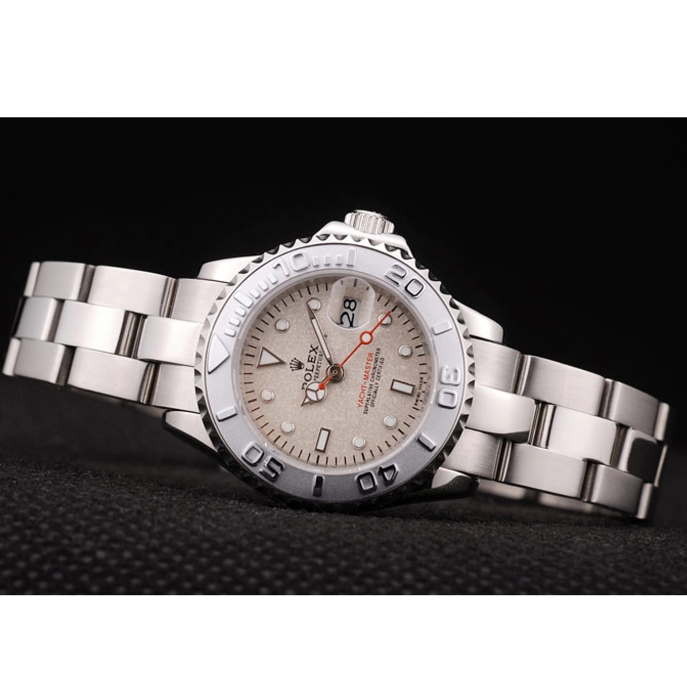 Aaa replica watch Beige Master Yacht Bezel Silver Dial Rolex 0610